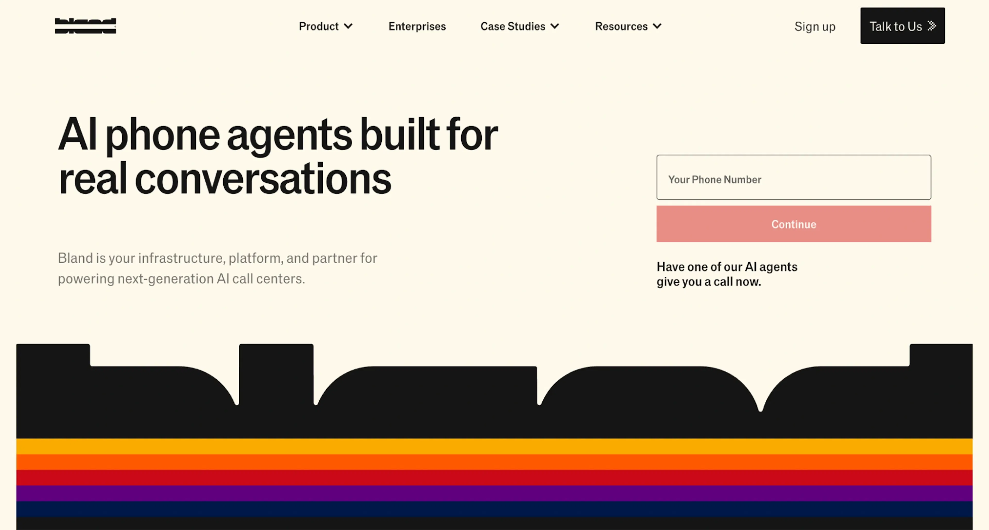 Bland AI homepage