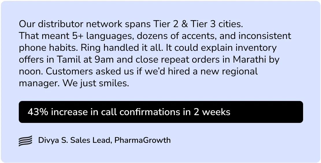 how PharmaGrowth automated sales with Ringg AI