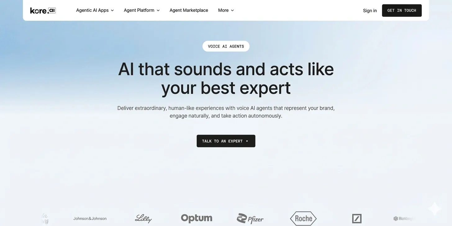 Kore AI homepage