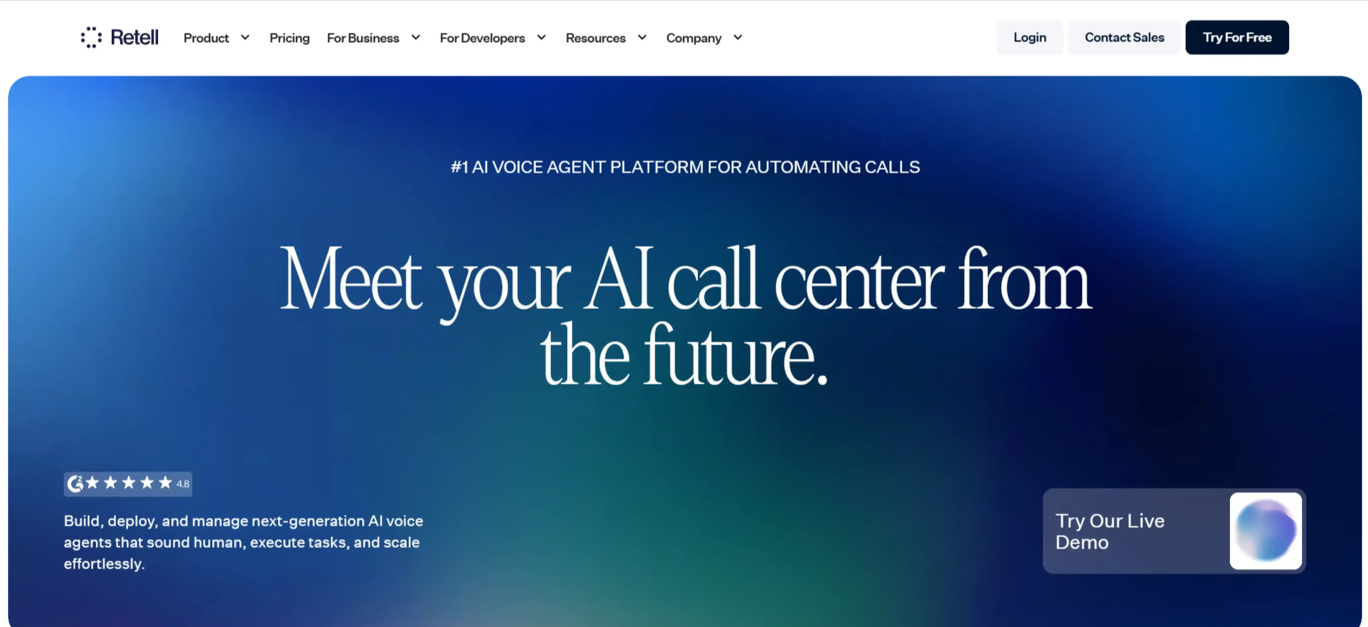 Retell AI developer documentation page