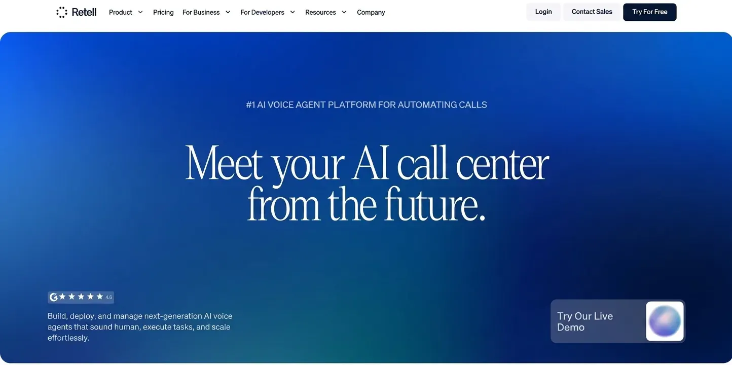 Retell AI website 