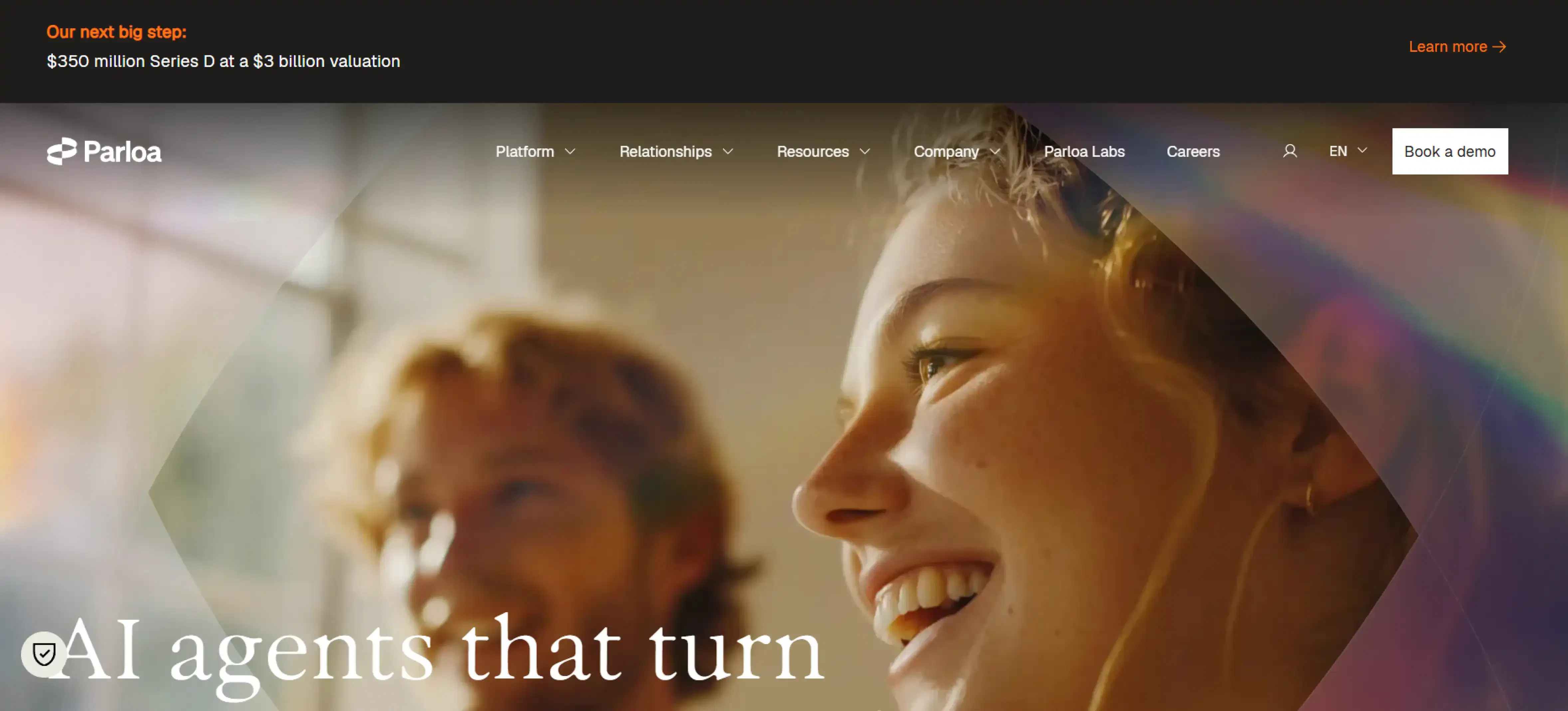 Parloa AI homepage screenshot