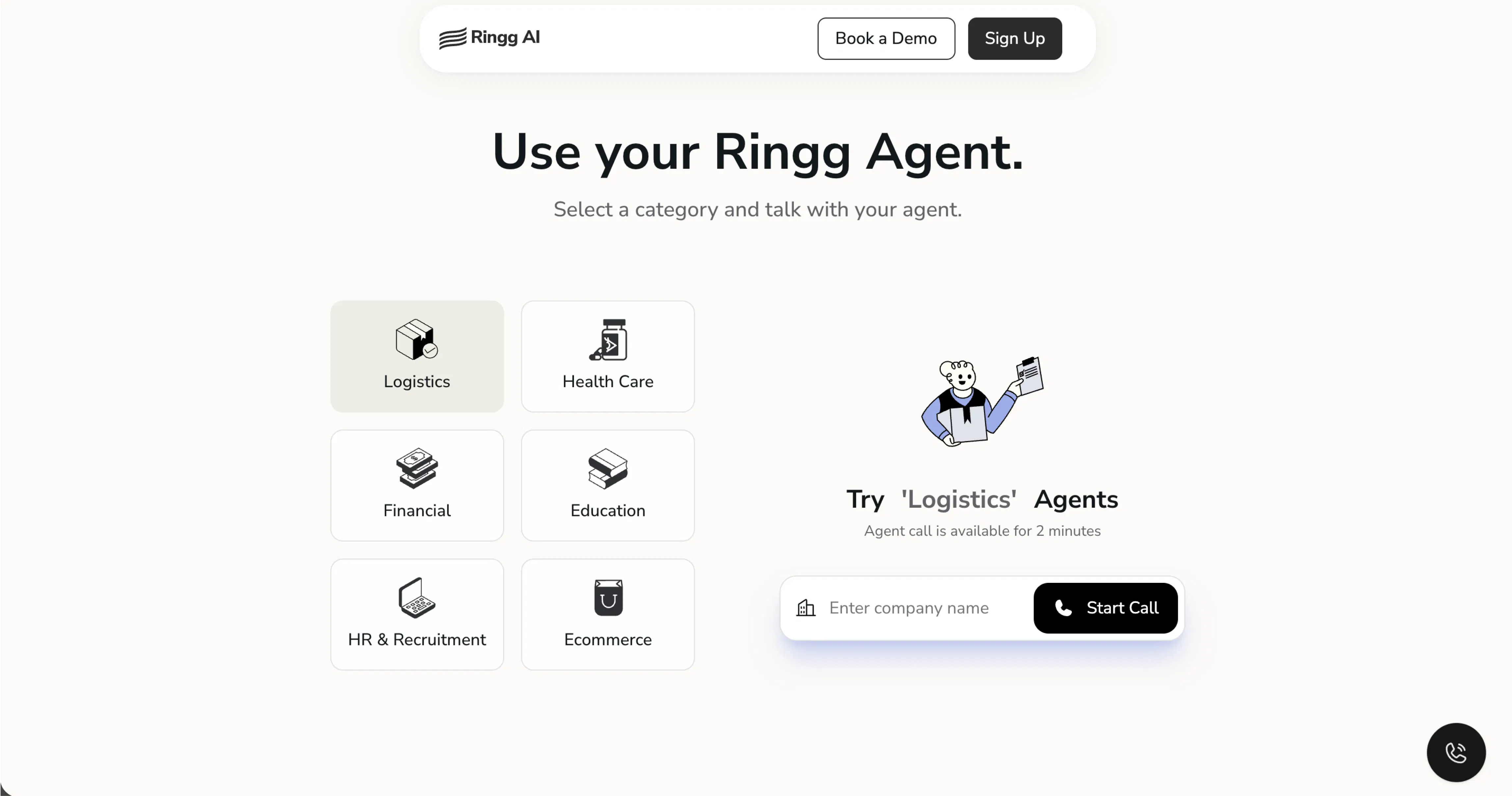 Ringg AI home page