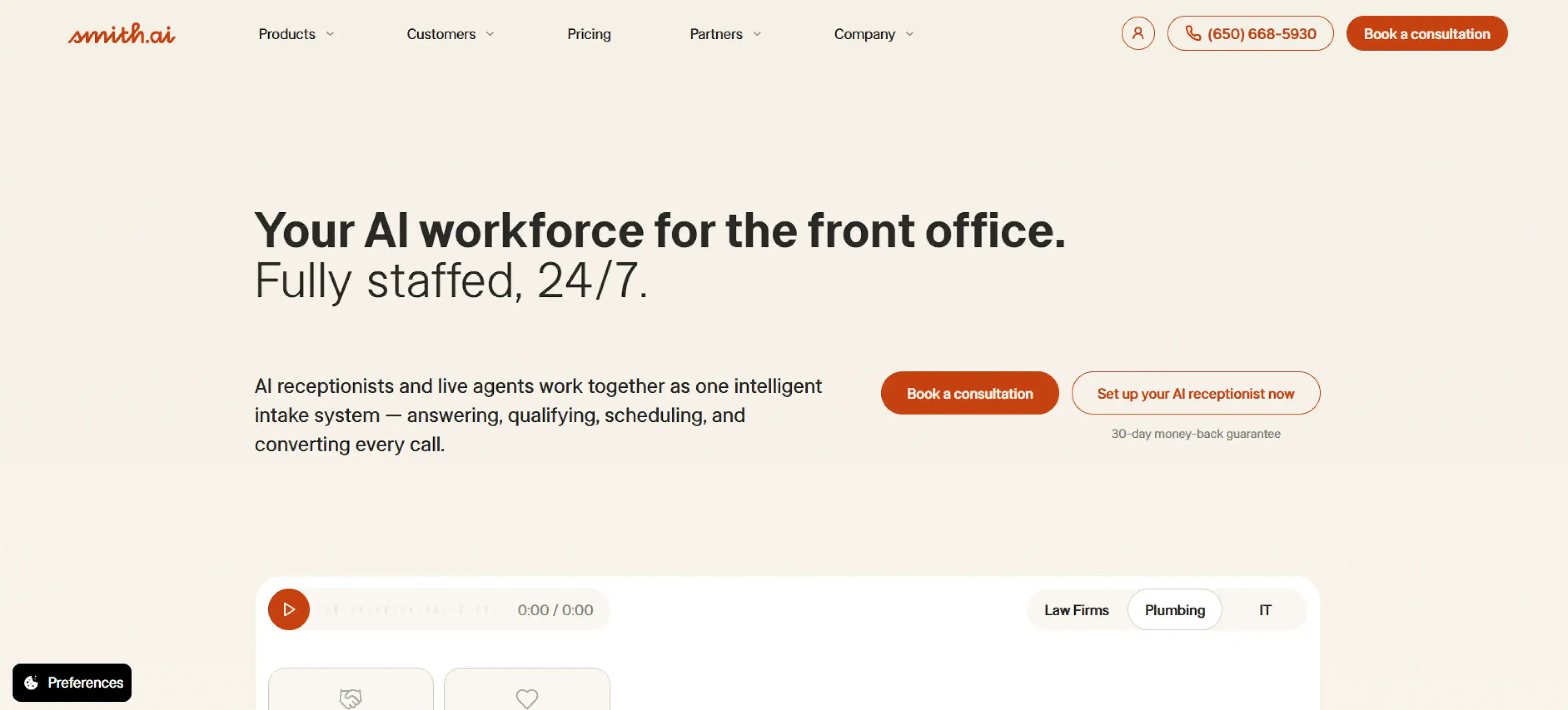 Smith AI homepage