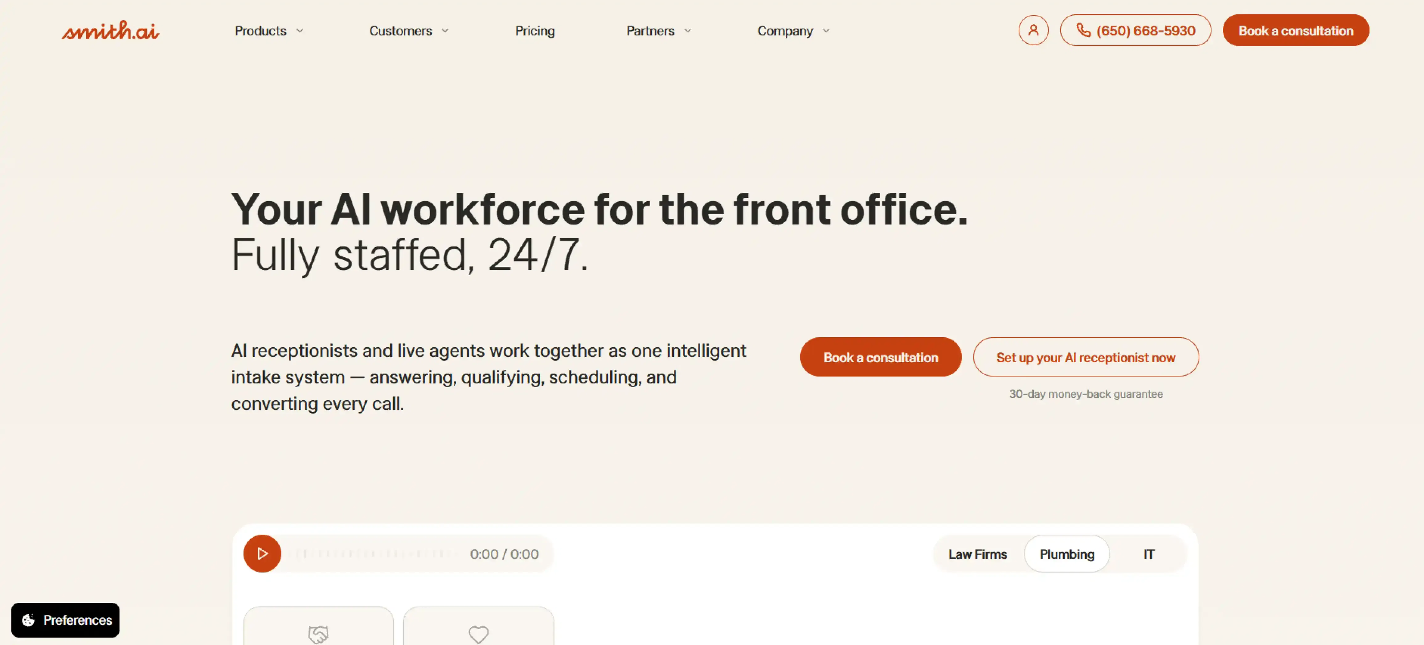 Smith AI homepage