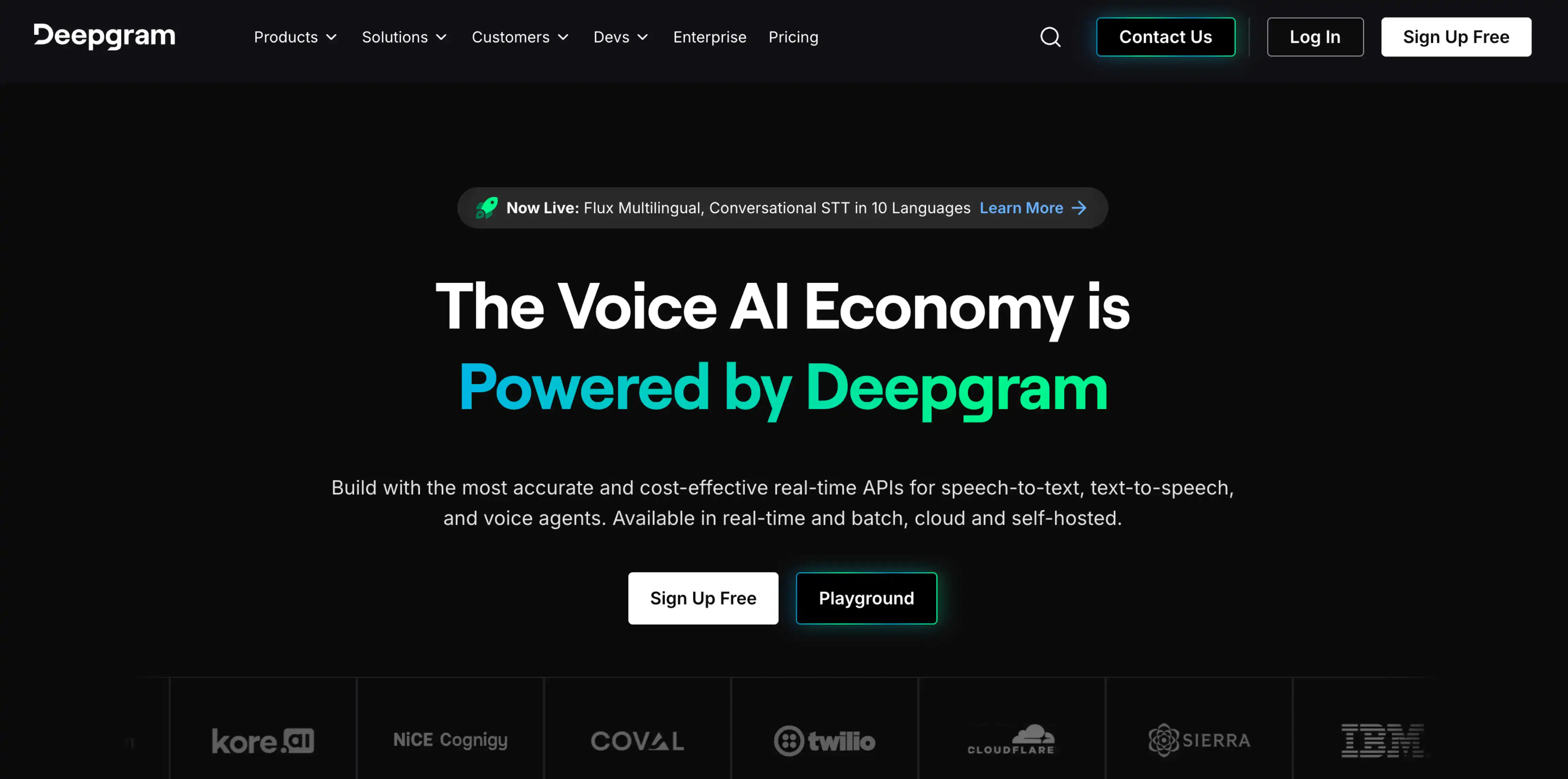 Screenshot of Deepgram Aura homepage