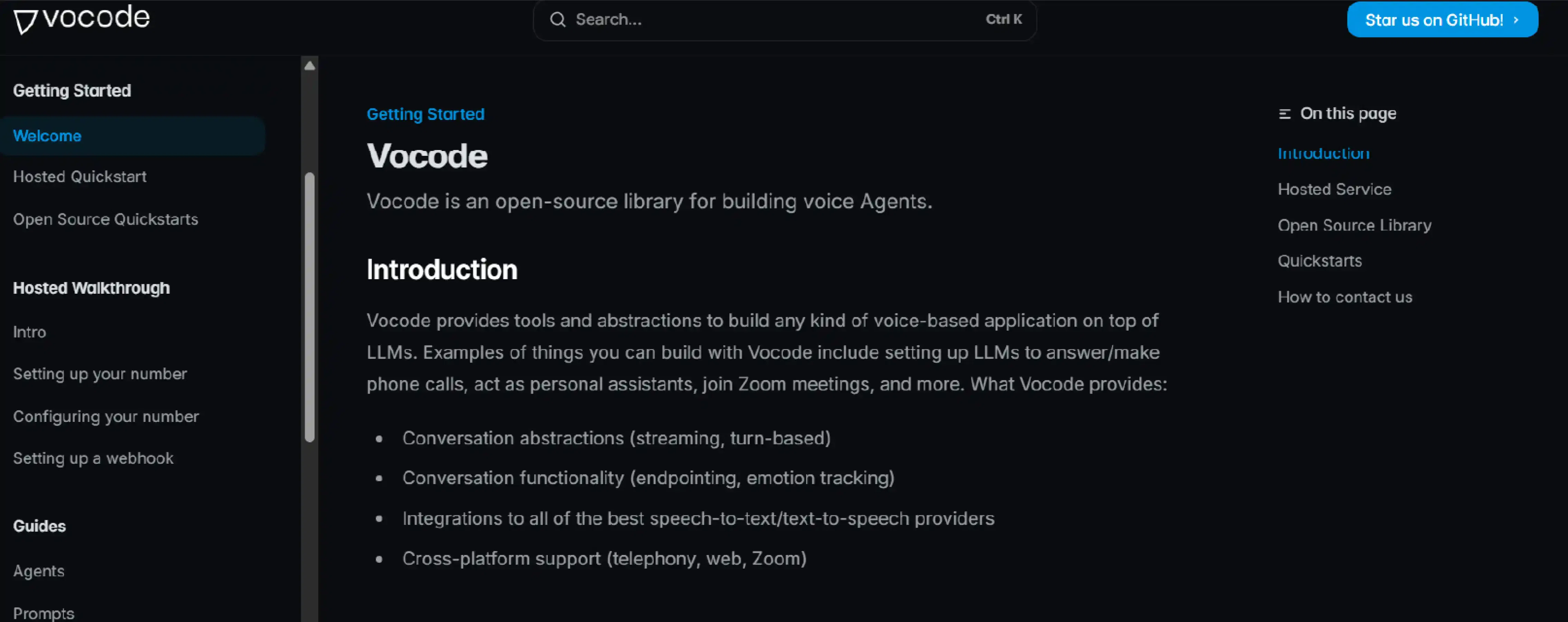 Screenshot of vocode page