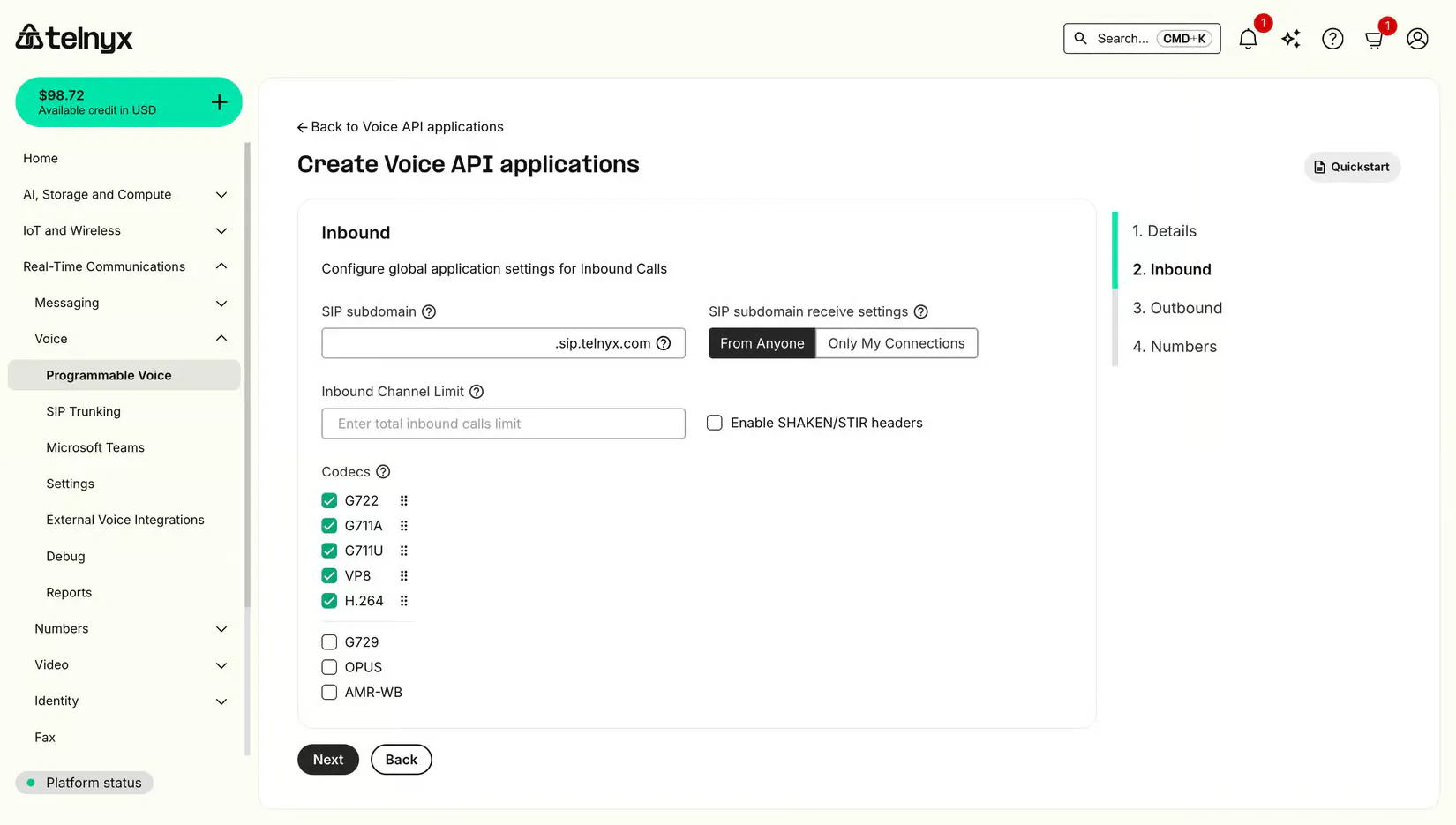 Creating a voice API in Telnyx