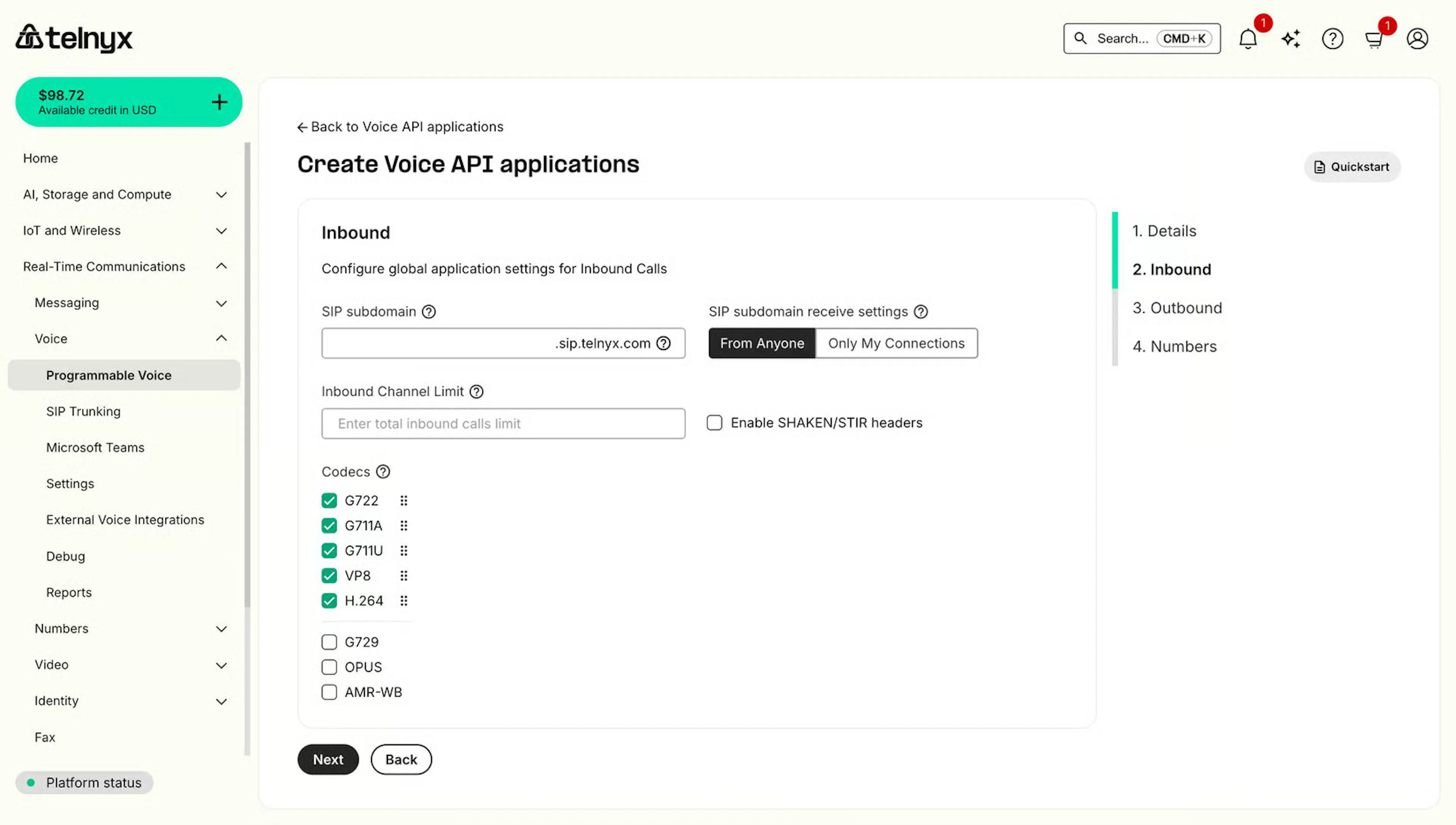 Creating a voice API in Telnyx