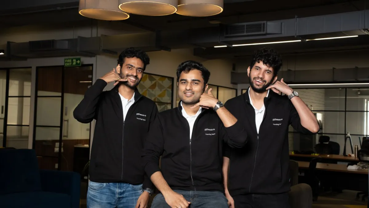 Ringg AI founders Kali CV, Siddharth Tripathi, and Utkarsh Shukla