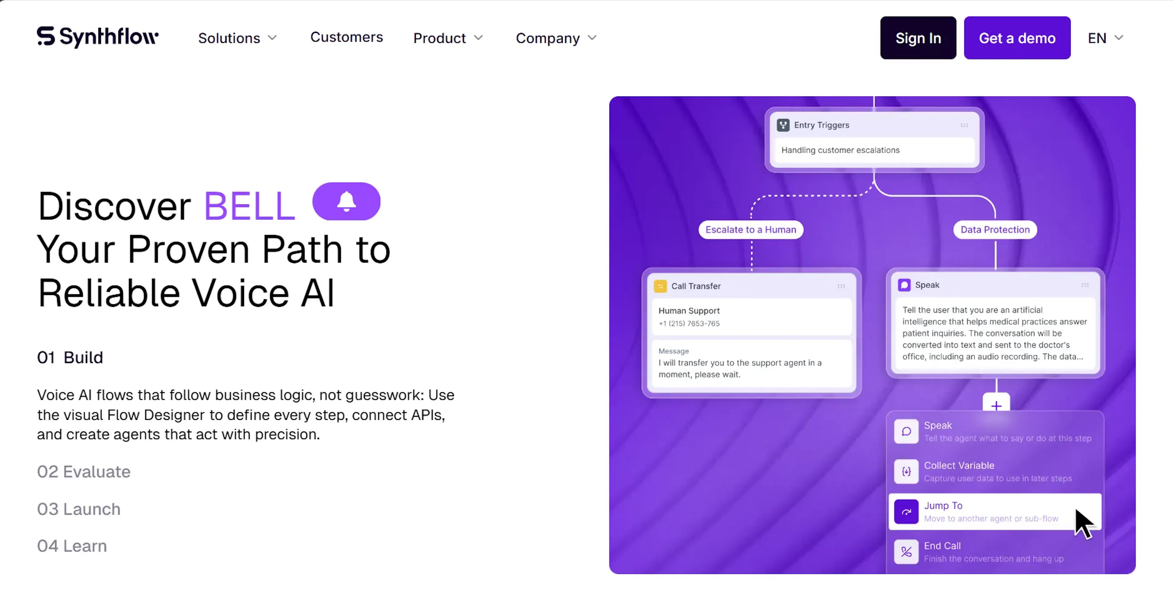 Synthflow AI voice agent platform