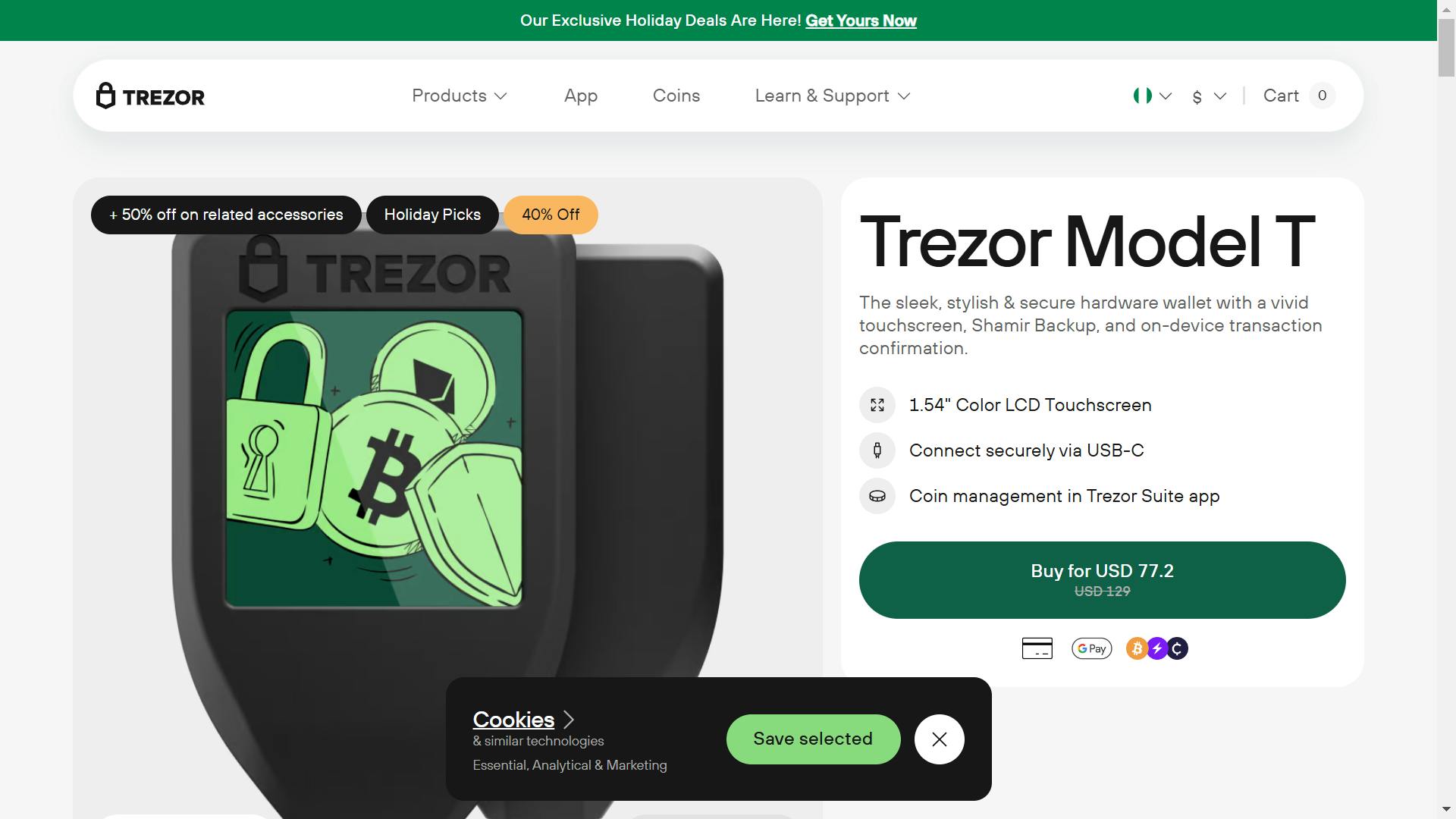 Trezor Model T for crypto holdings and SOL