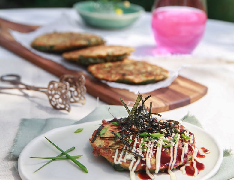 Okonomiyaki (crêpe japonnaise) au gai lan - Le Rizen