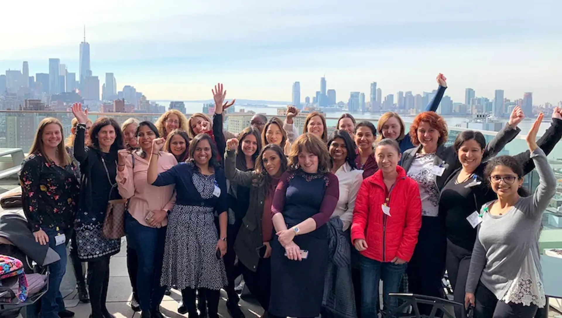 A diverse group of smiling colleagues