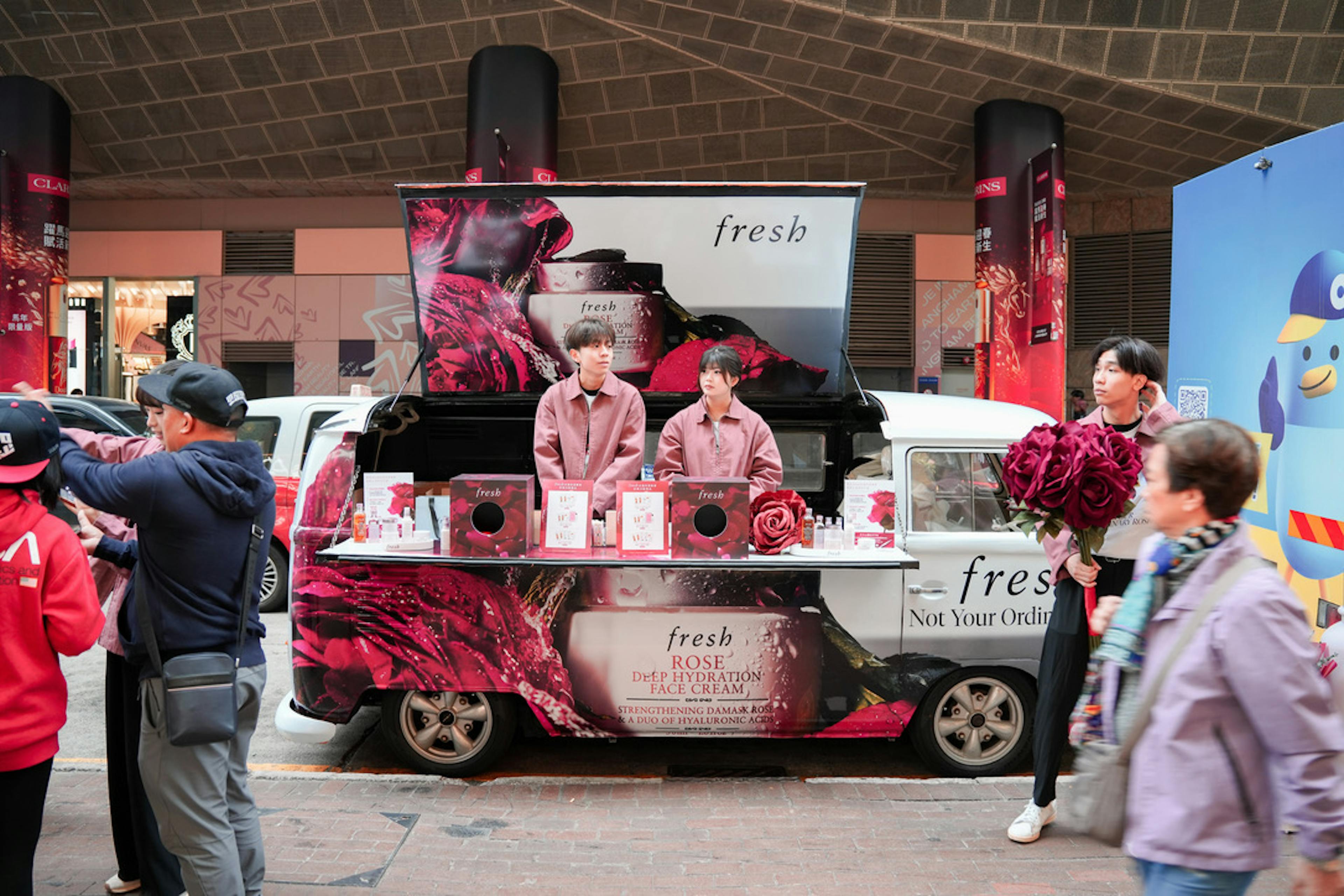 fresh rose vintage style promoting truck skincare series event