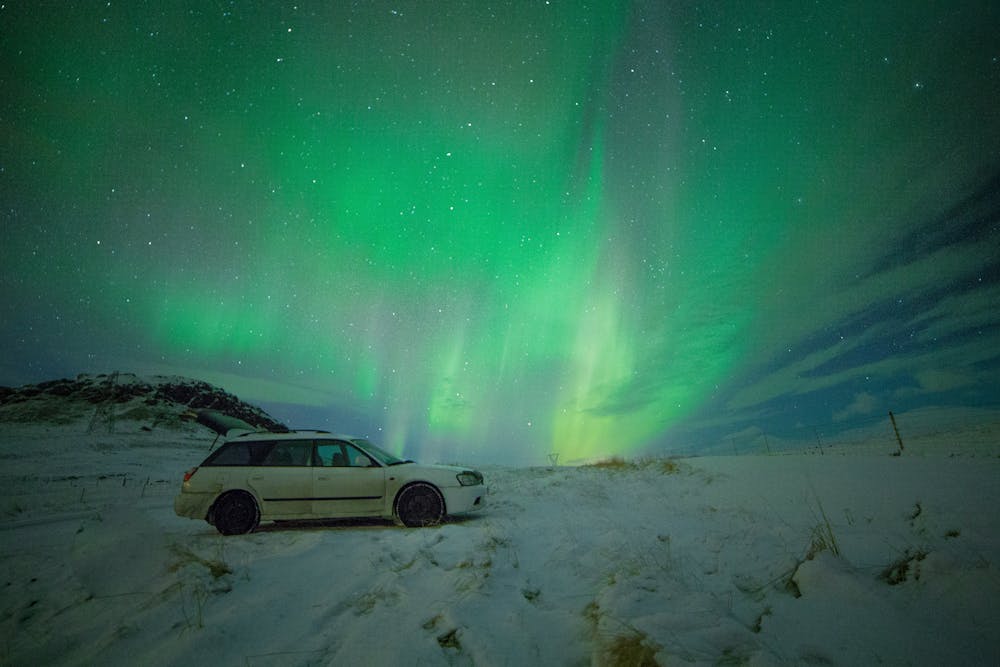 Search for Aurora Borealis with a rental car
