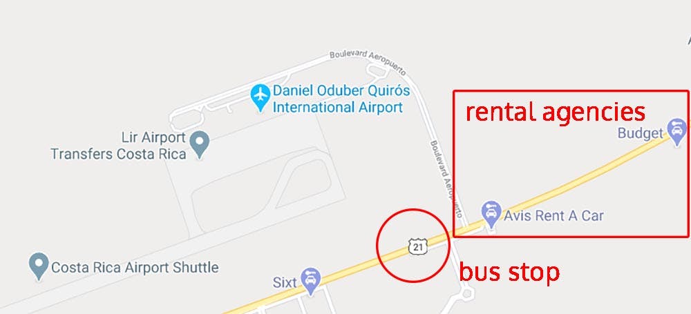 Renting a car in Costa Rica at Liberia airport You can rent a car in Liberia in Costa Rica next to the airport