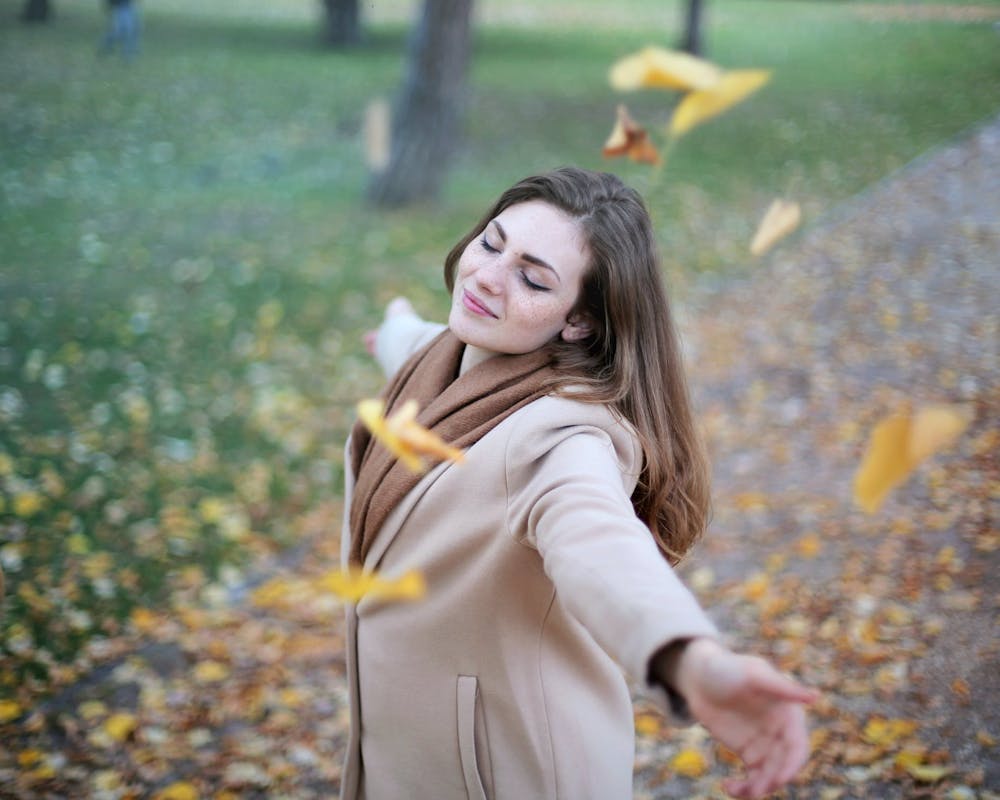 Happy woman in a park