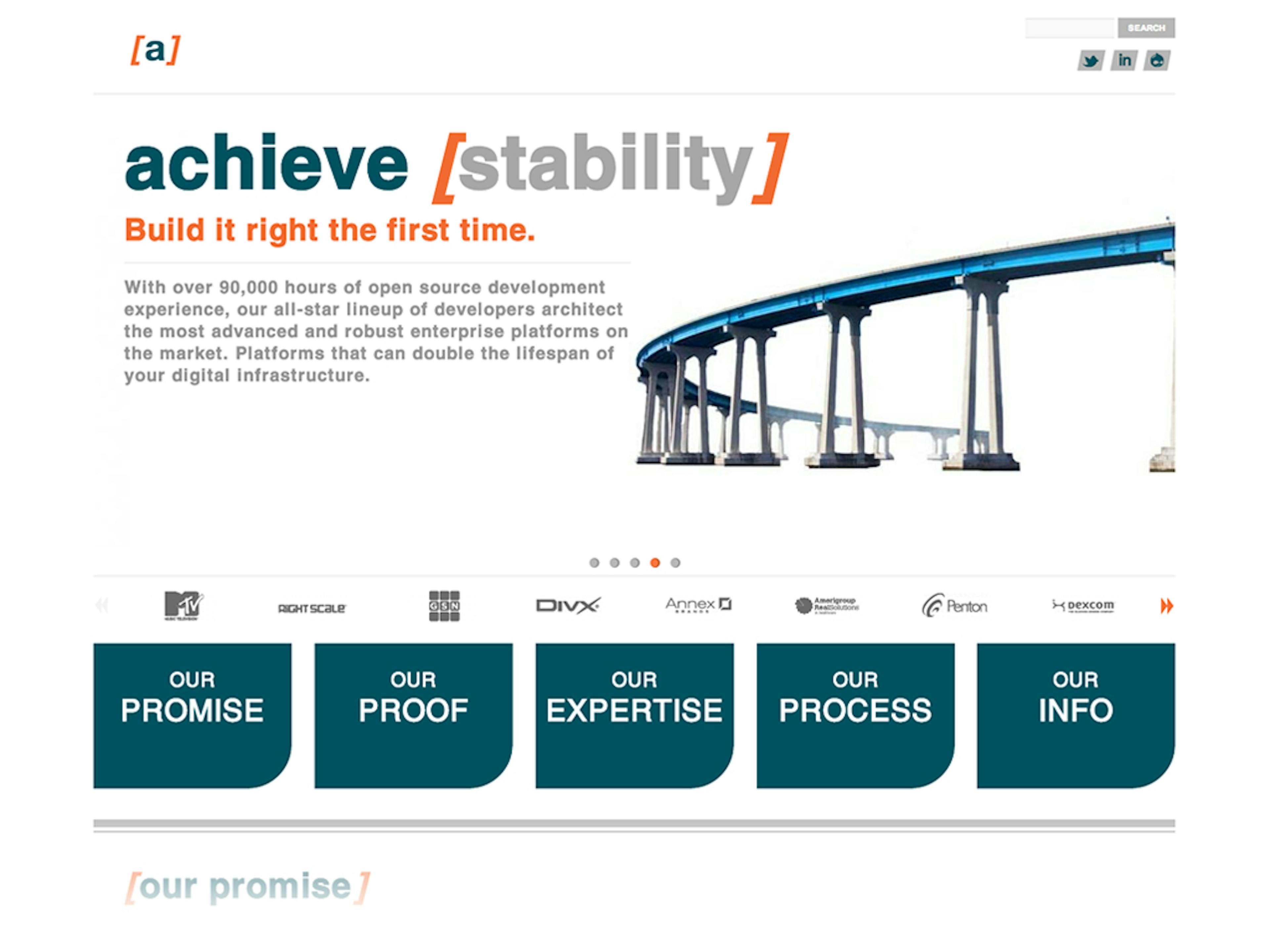Screenshot of the Achieve Internet website