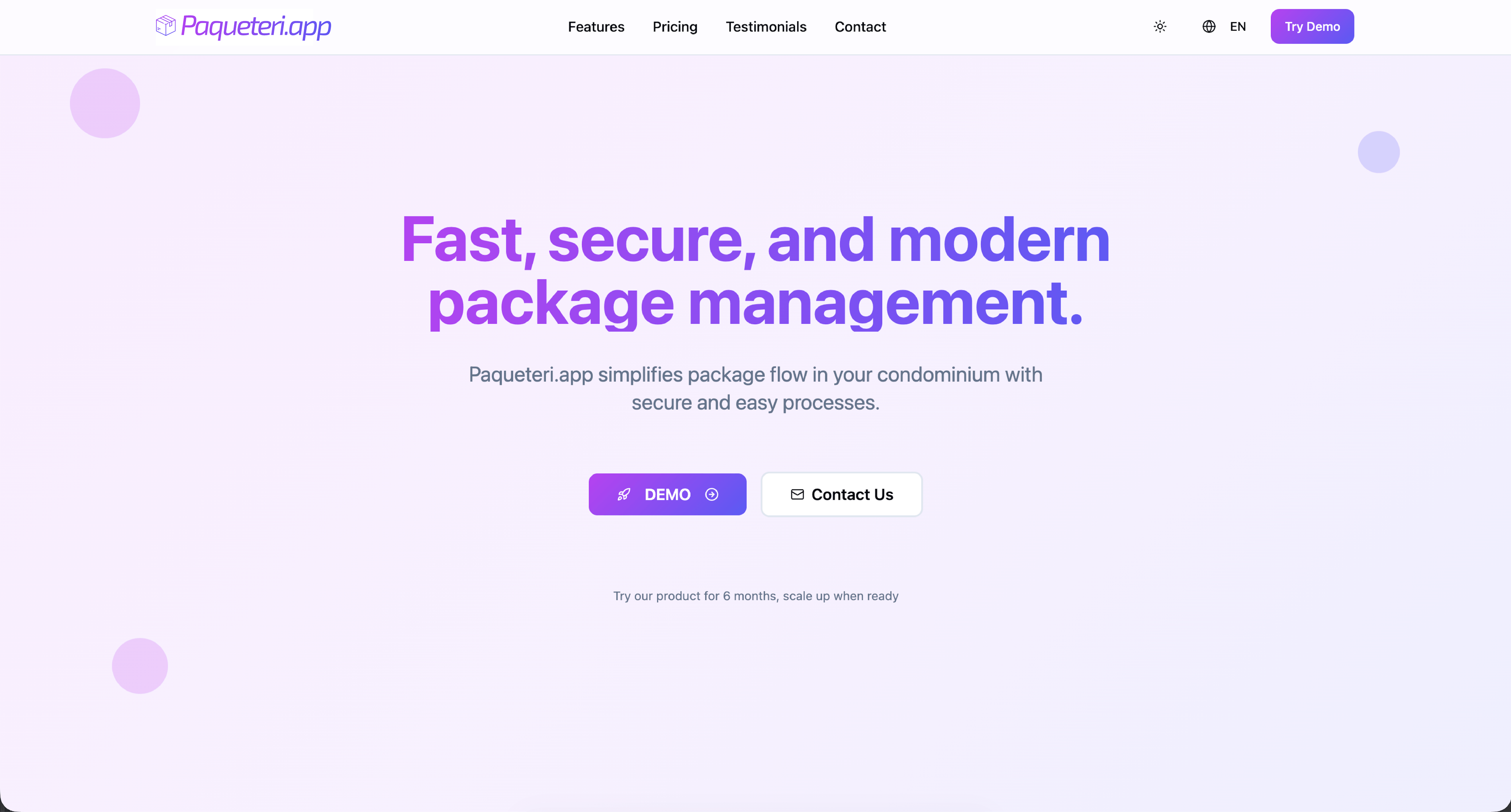 Paqueteri-app Homepage