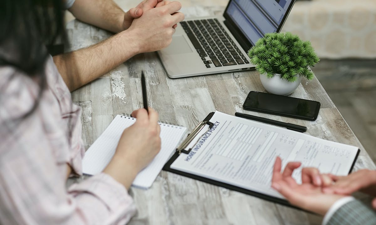 Insurance claims documents with customer