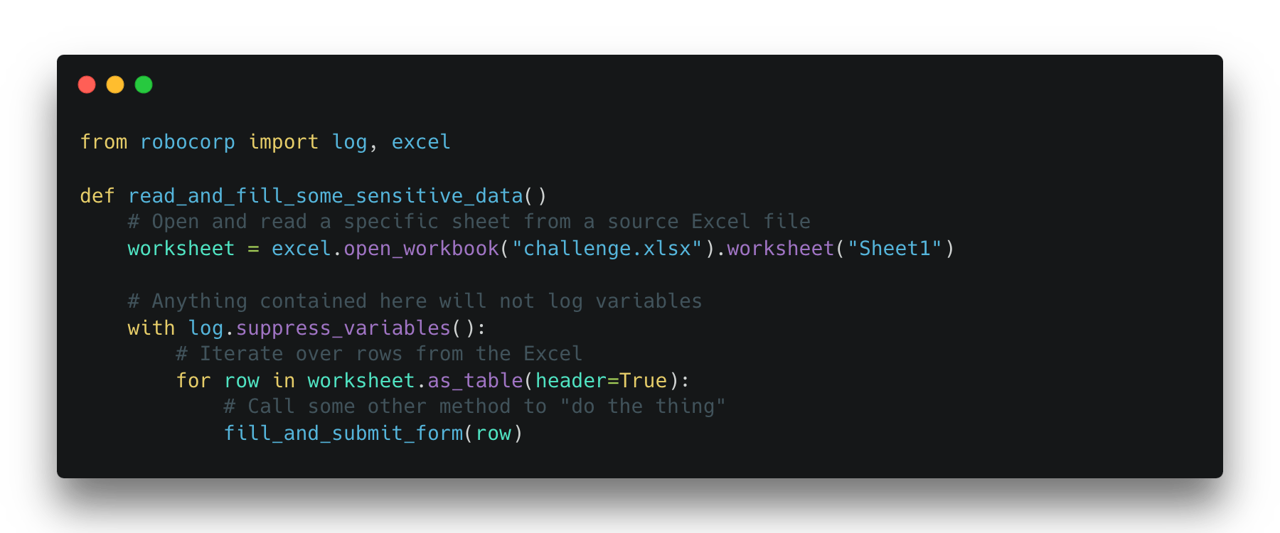 Example how to suspend logging