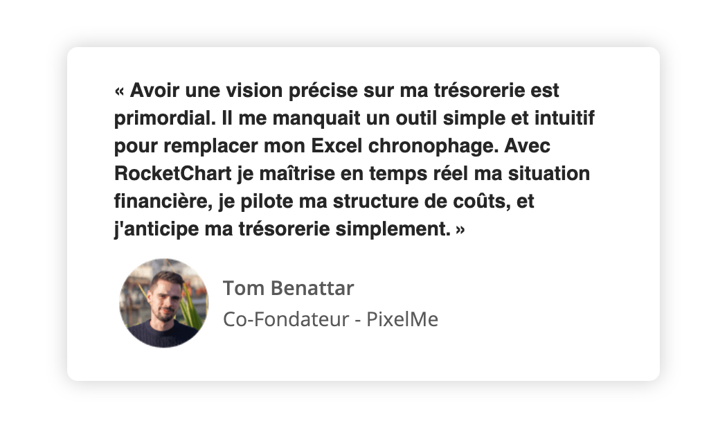 avis client sur RocketChart mentionnant les difficultés d’Excel