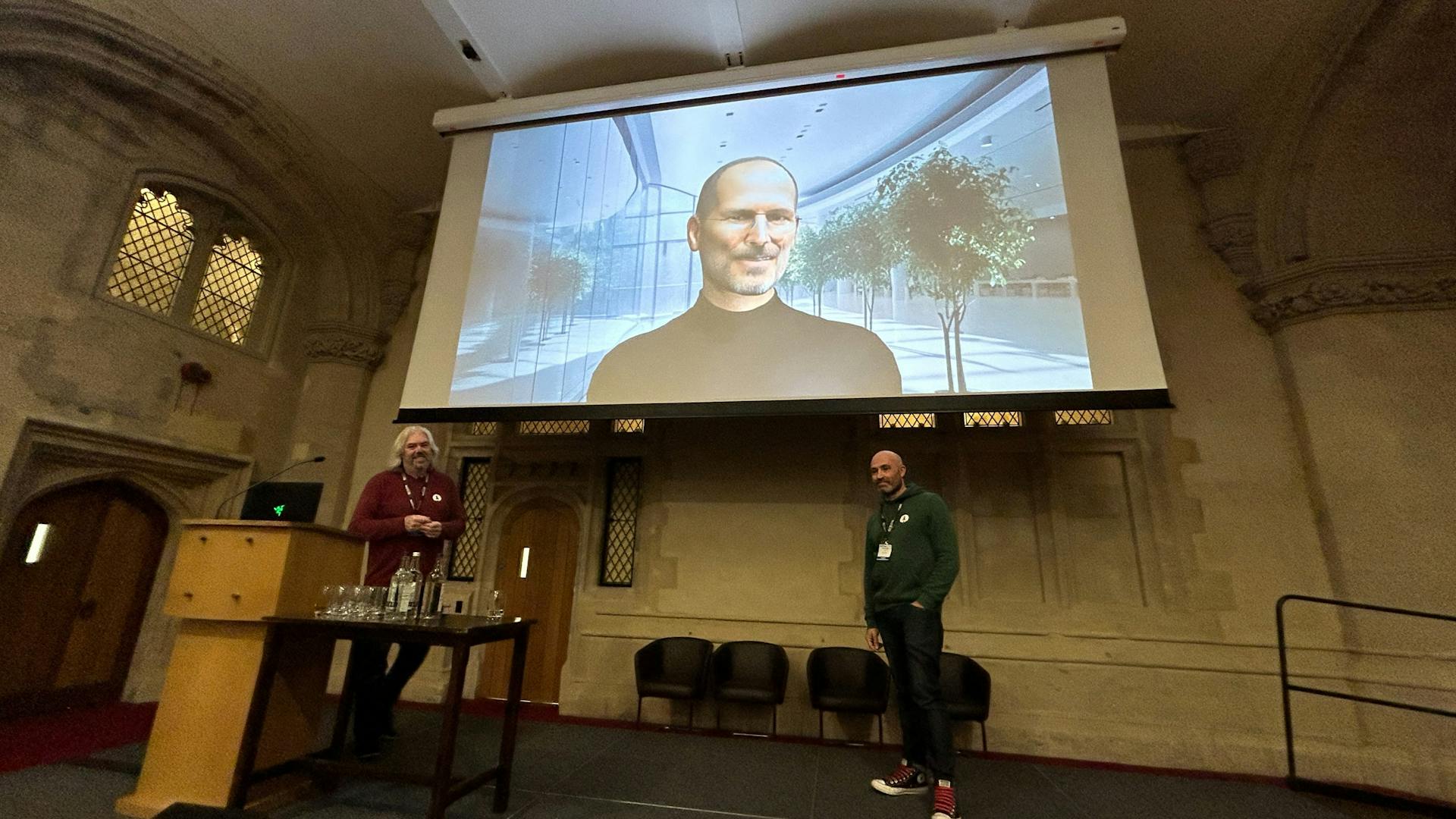 richard and james in front of a screen