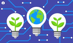 cartoon light bulbs with a planet and plants inside them