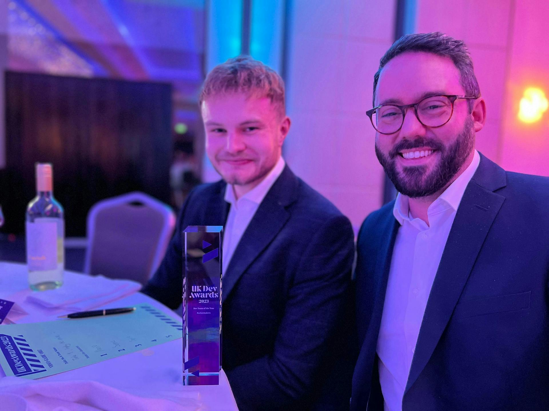 photo of Frank and Matt at Uk Dev Awards