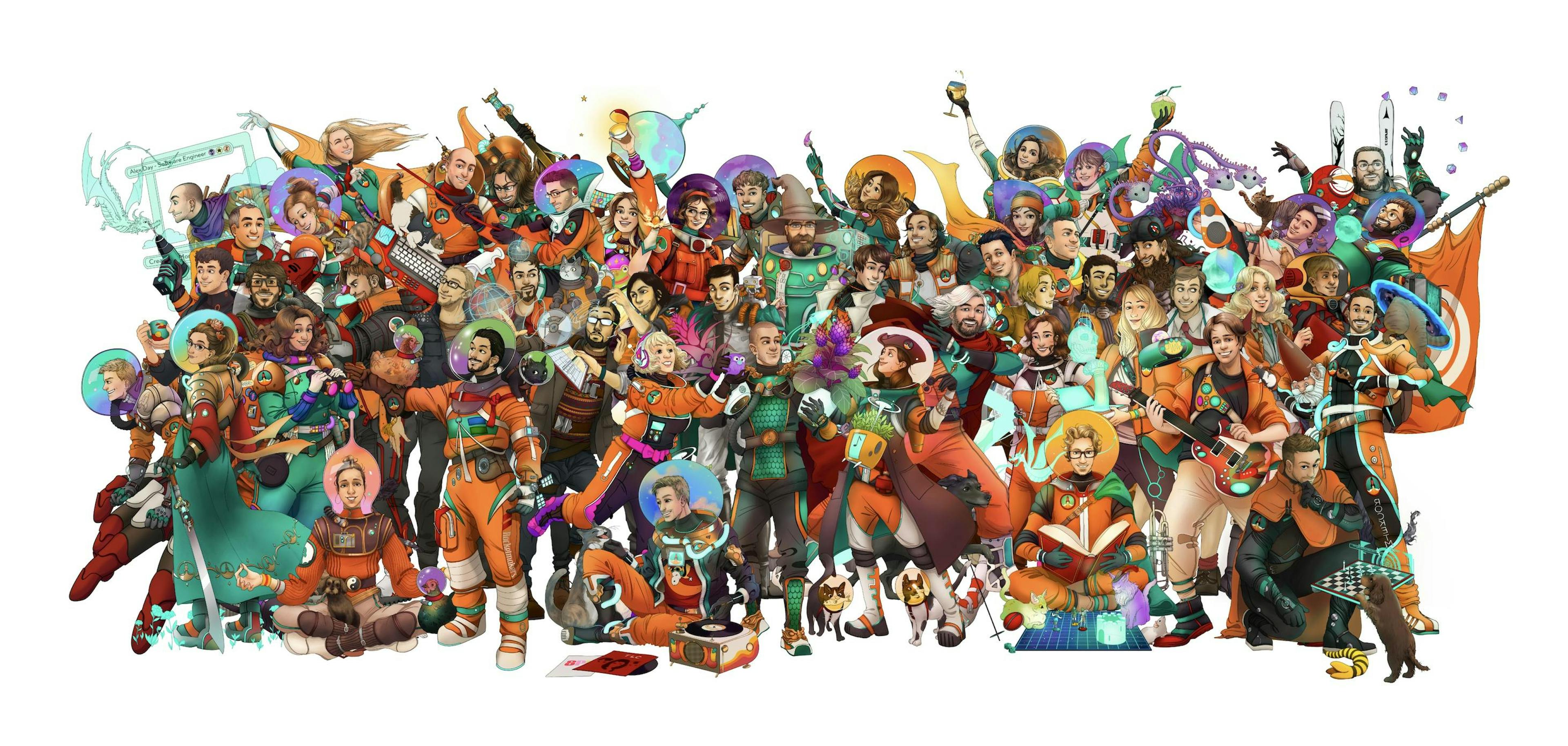 illustration of all rocketmakers crew members