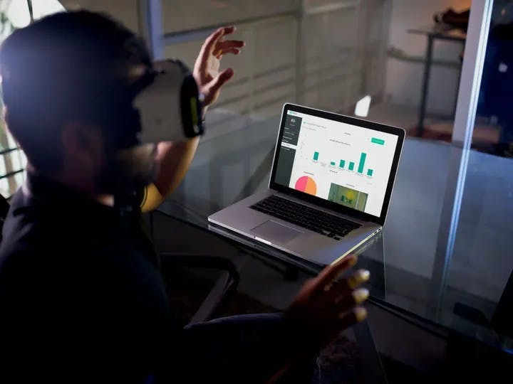 Man on VR computer