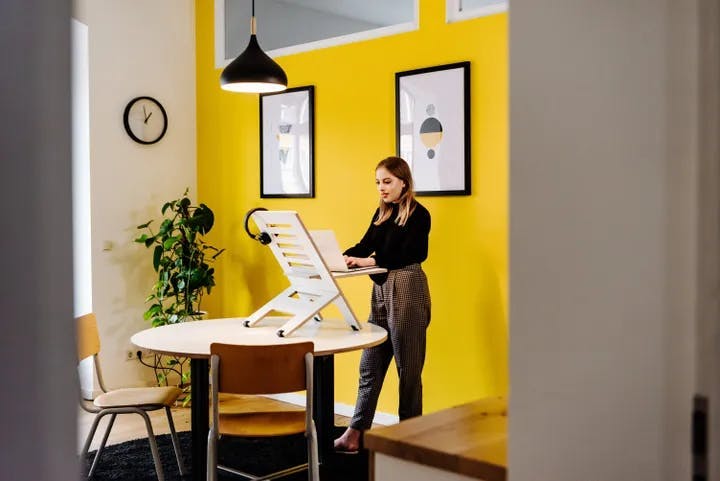 Woman at standing desk