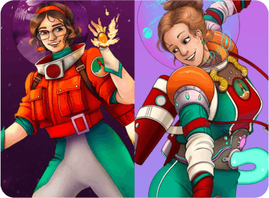 illustrations of crew members