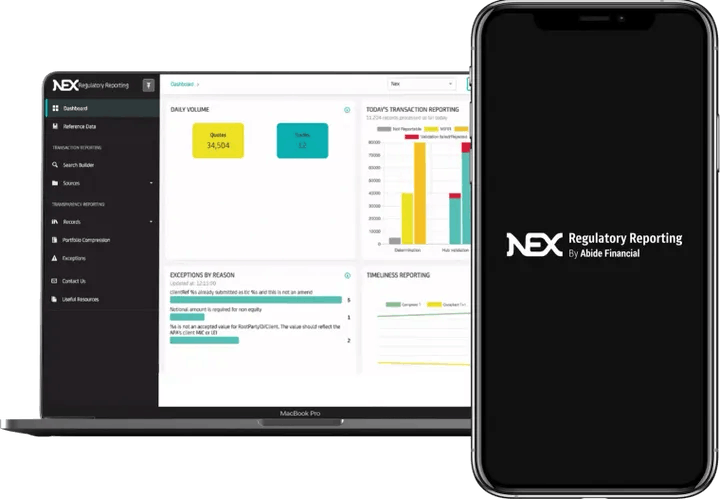 Nex Regulatory Reporting web and app