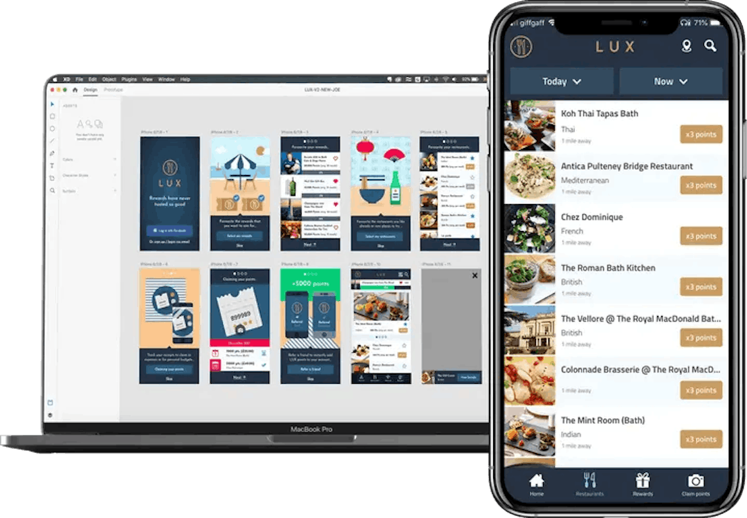 Lux Rewards web and app