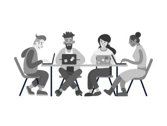 more detailed picture of four people at a table