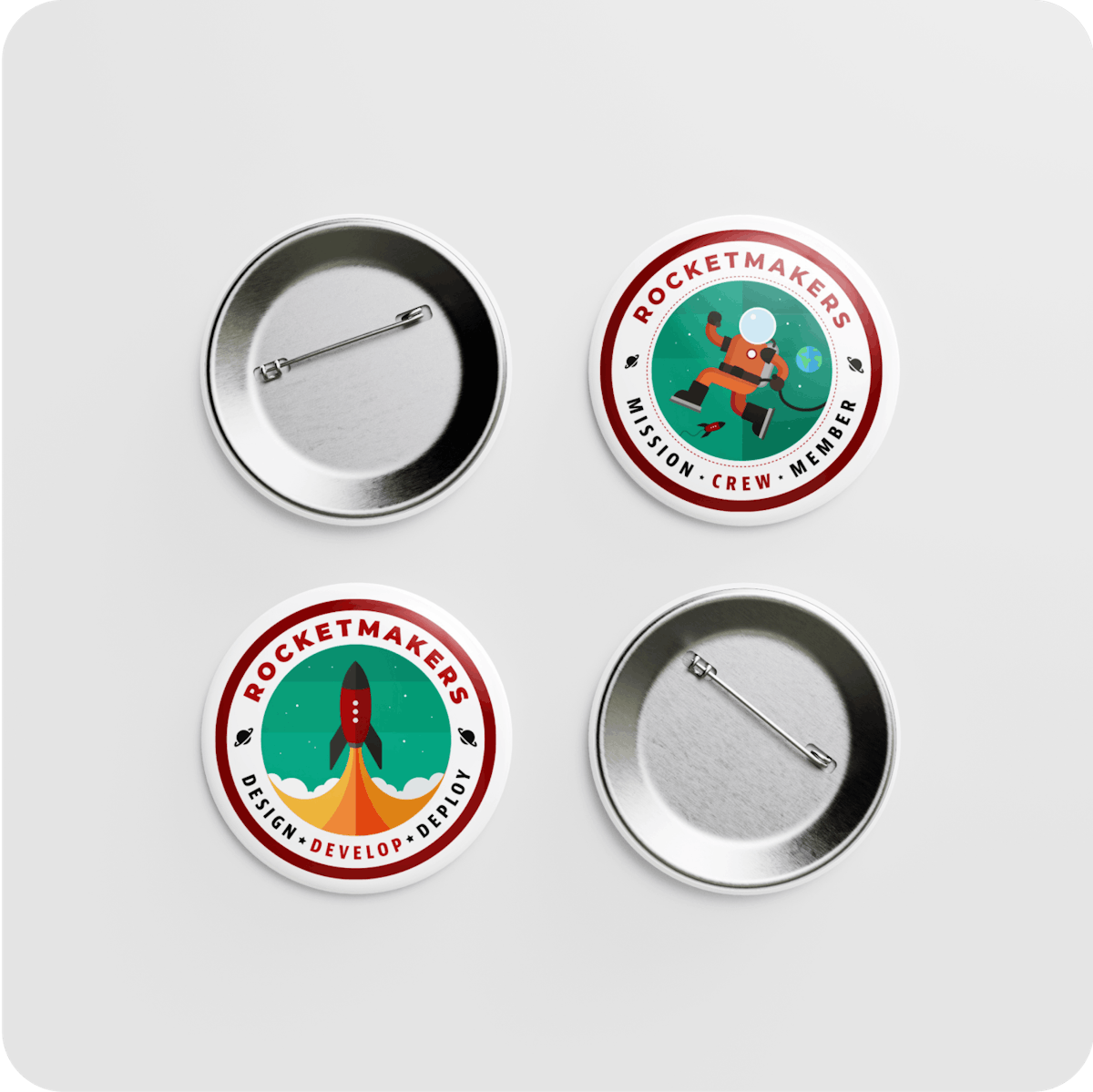 photo of rocketmakers pin badges