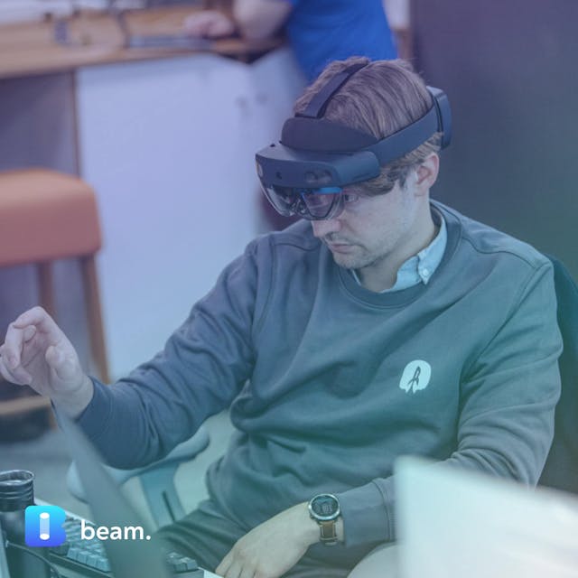Adam uses VR headset for Beam