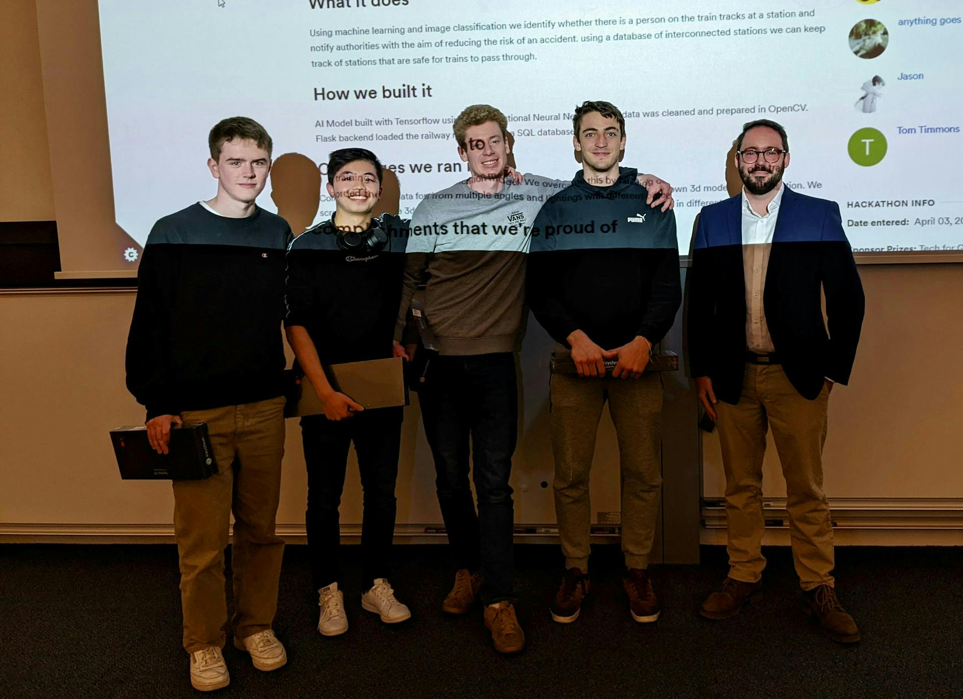 Tech for Good winners with Rocketmakers crew member Matt Harris at Bath Hack 2022