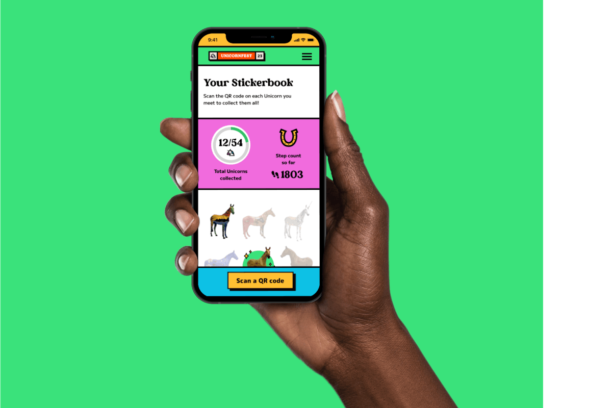 Screengrab of Unicornfest app designed by Rocketmakers