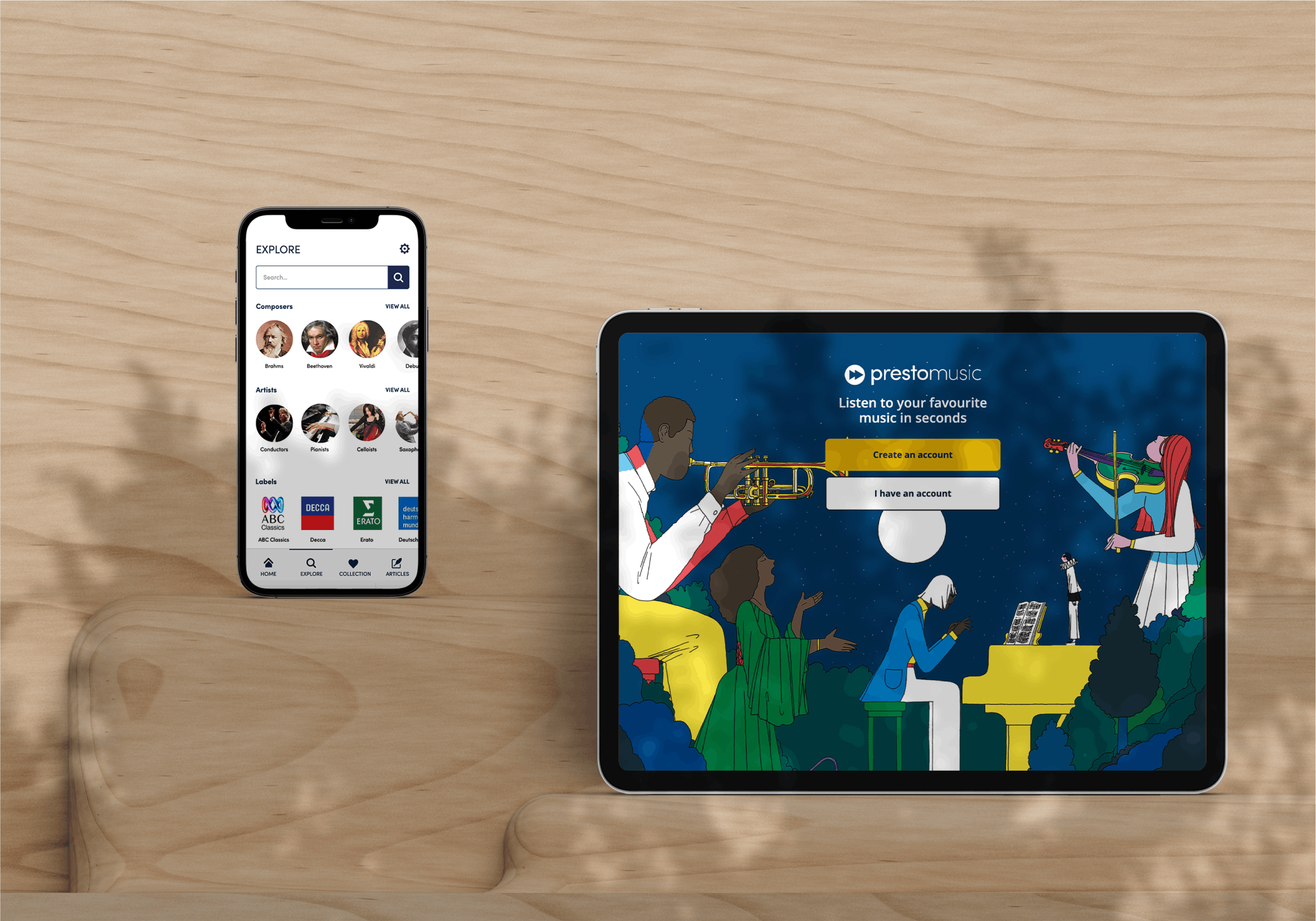 presto images on a phone and tablet