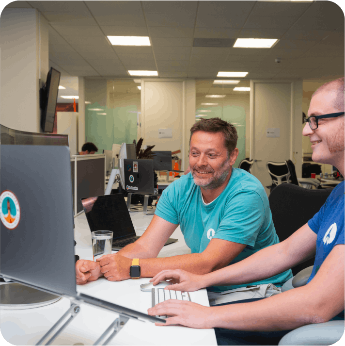 rocketmakers team at computers