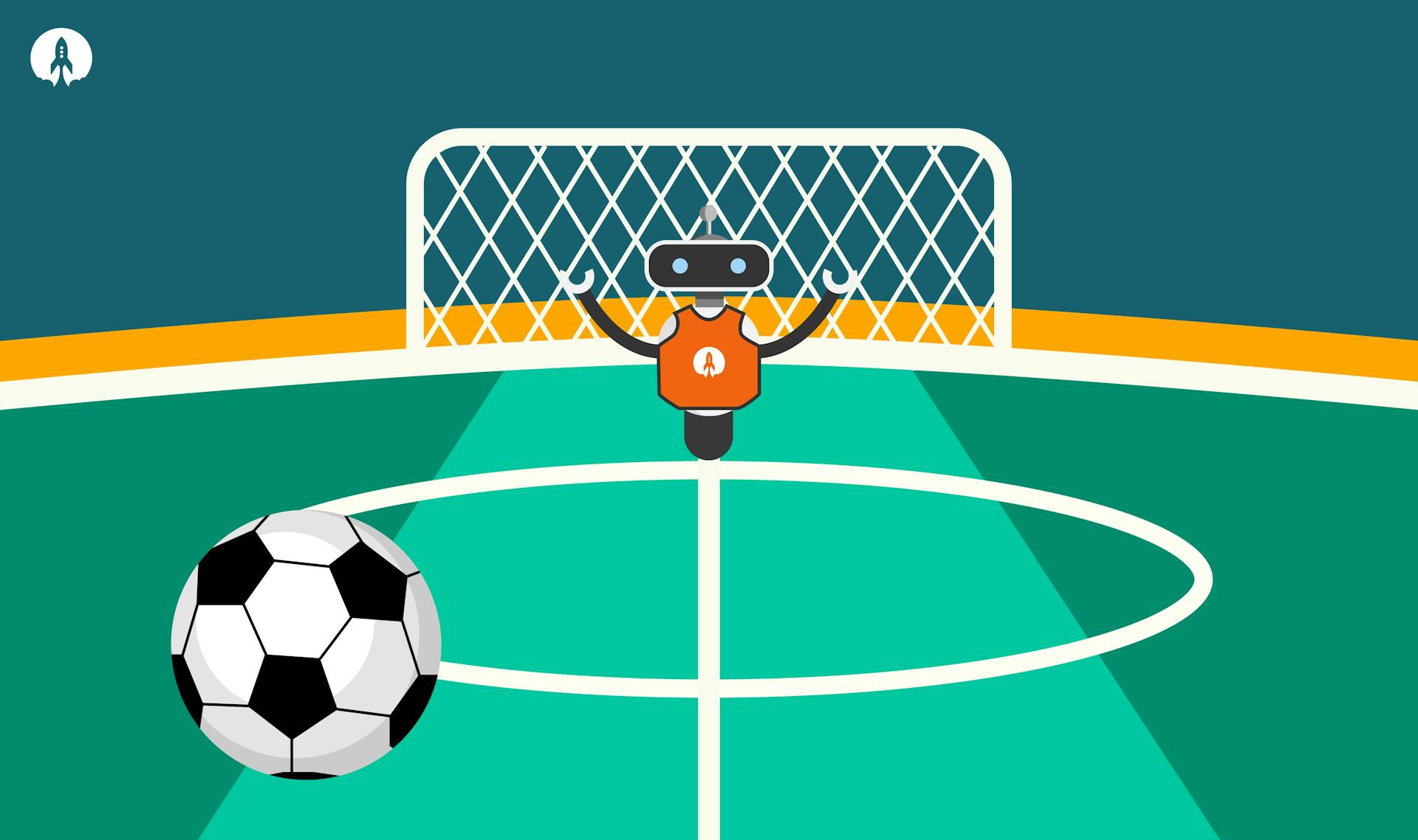 robot in football goal illustration