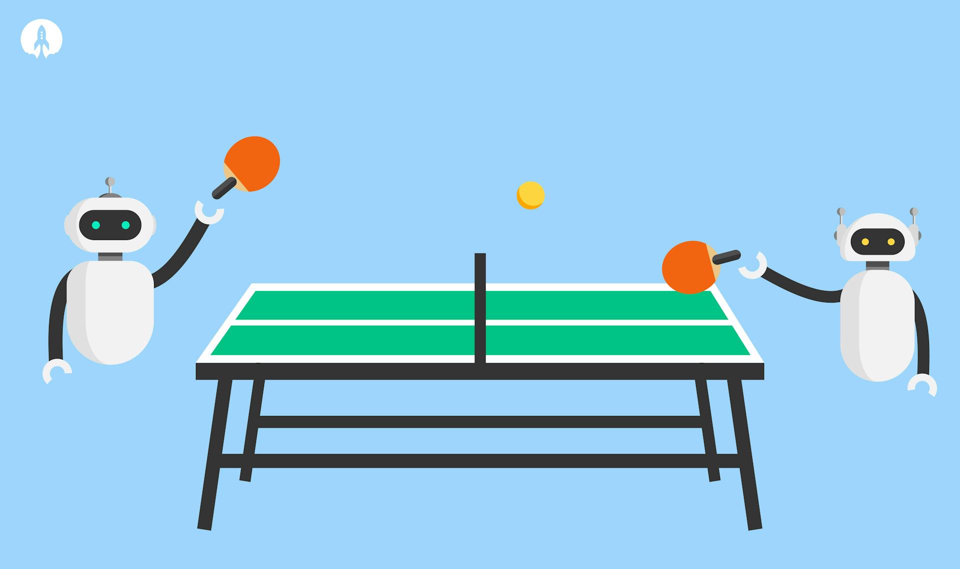 robots playing table tennis illustration