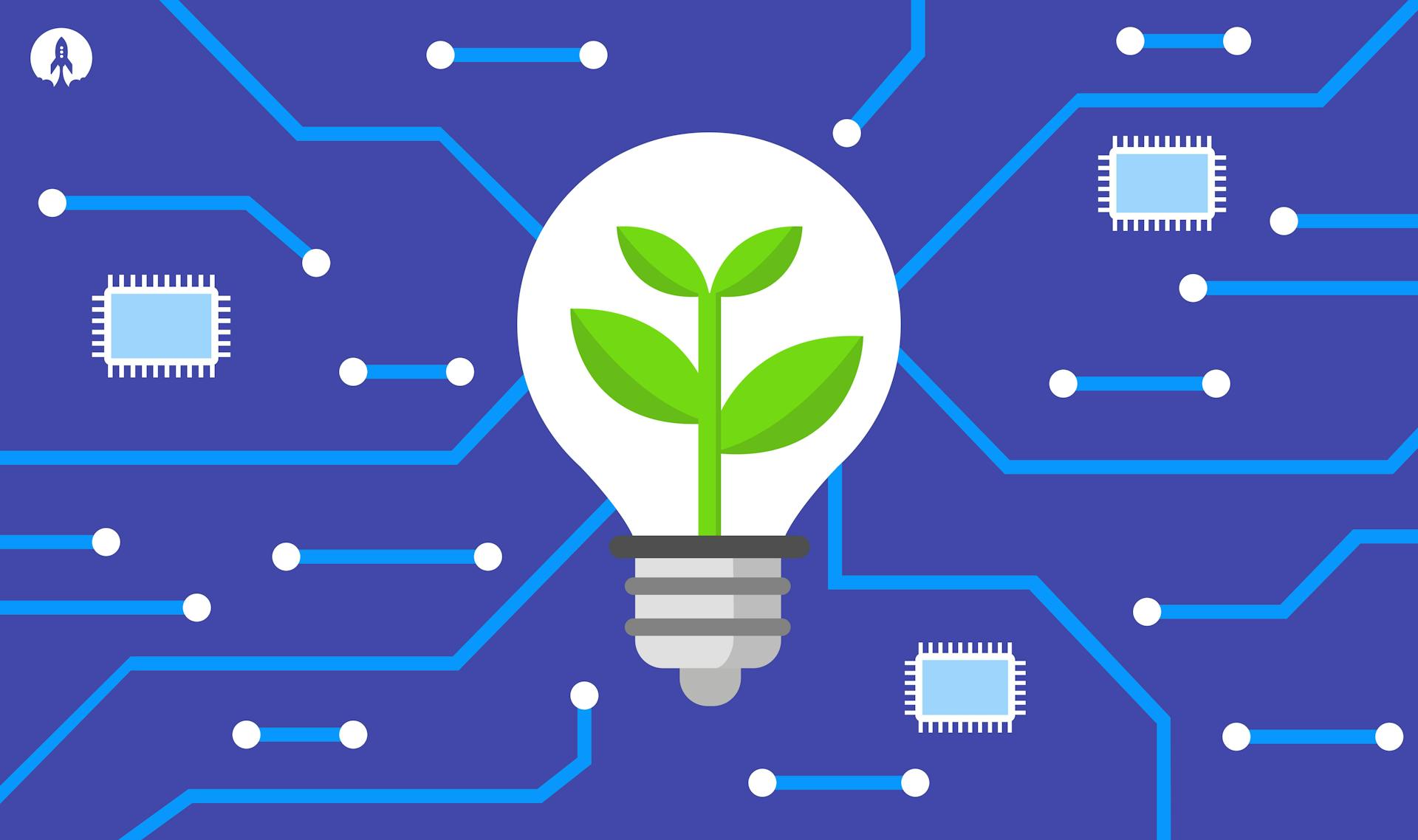 plant growing in lightbulb illustration