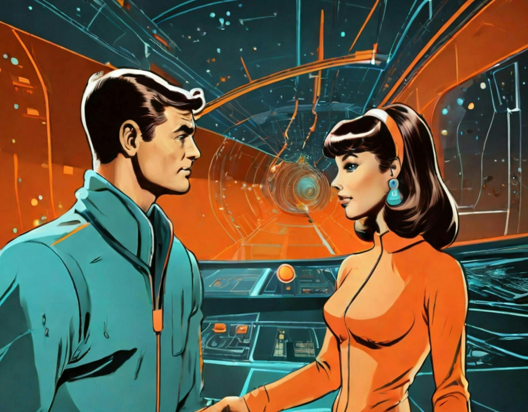 cartoon image of people in space