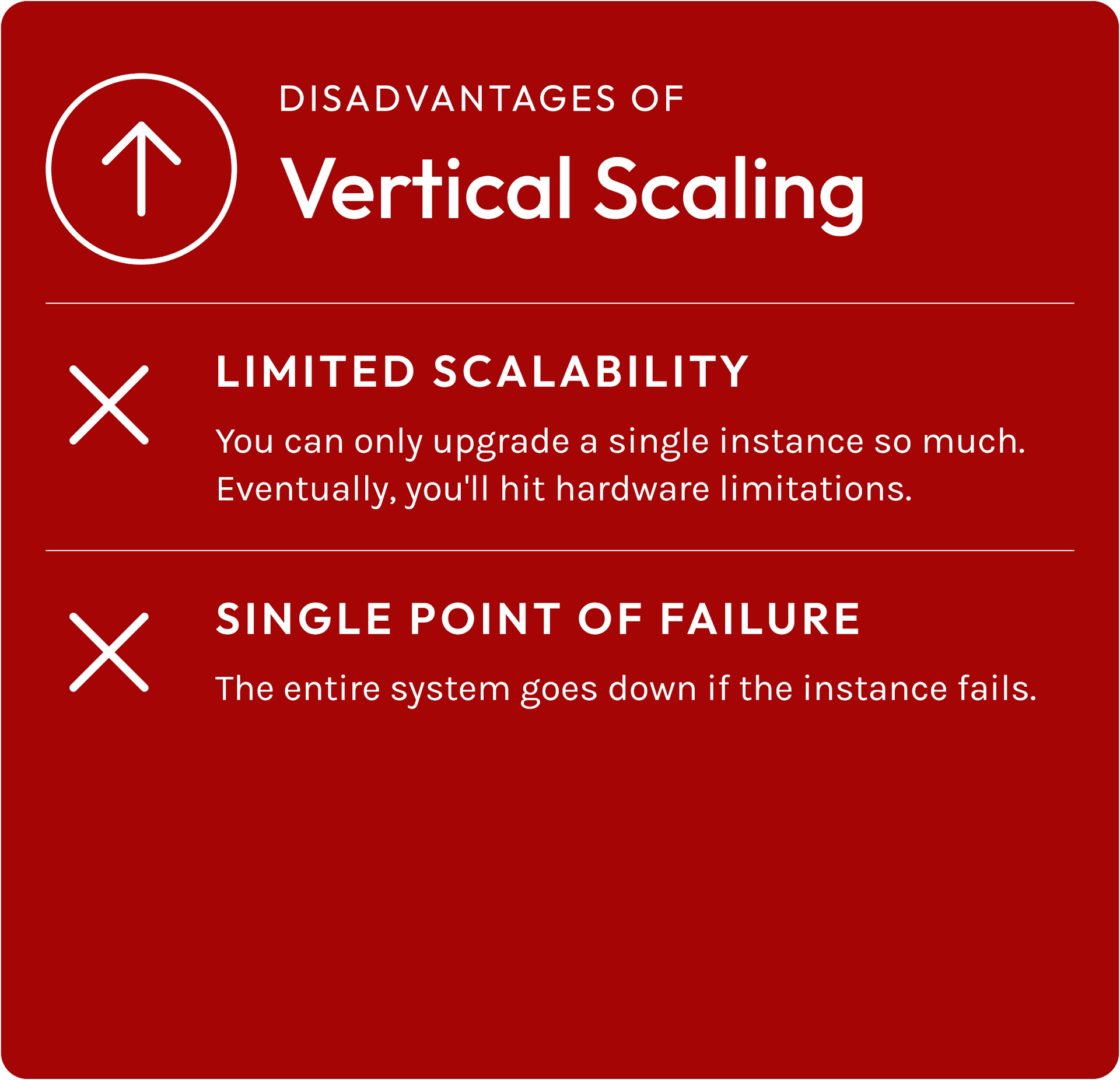 disadvantages vertical scaling