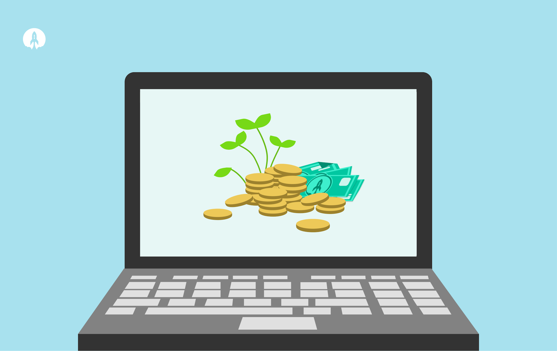 laptop screen with money