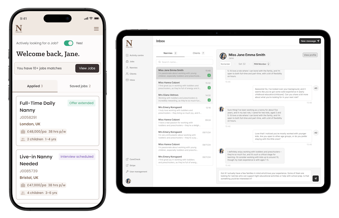 Norland app shown on a smartphone and tablet